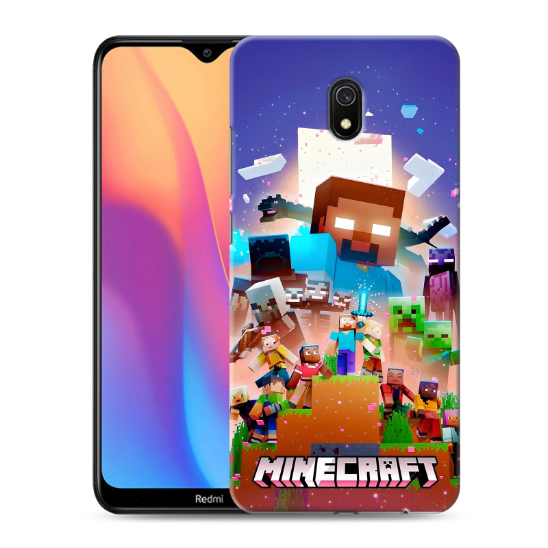 Силиконовый противоударный чехол на Xiaomi RedMi 8A с принтом Майнкрафт Minecraft Силиконовый противоударный чехол на Xiaomi RedMi 8A с принтом Майнкрафт Minecraft