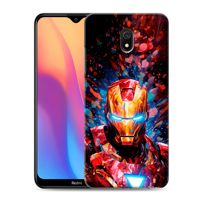Силиконовый противоударный чехол на Xiaomi RedMi 8A с принтом Железный человек Ironman Силиконовый противоударный чехол на Xiaomi RedMi 8A с принтом Железный человек Ironman