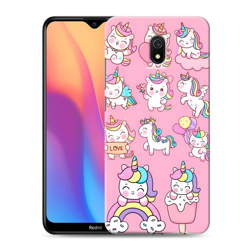 Силиконовый противоударный чехол на Xiaomi RedMi 8A с принтом Единороги и радуга Силиконовый противоударный чехол на Xiaomi RedMi 8A с принтом Единороги и радуга
