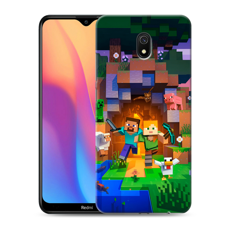 Силиконовый противоударный чехол на Xiaomi RedMi 8A с принтом Майнкрафт Minecraft Силиконовый противоударный чехол на Xiaomi RedMi 8A с принтом Майнкрафт Minecraft