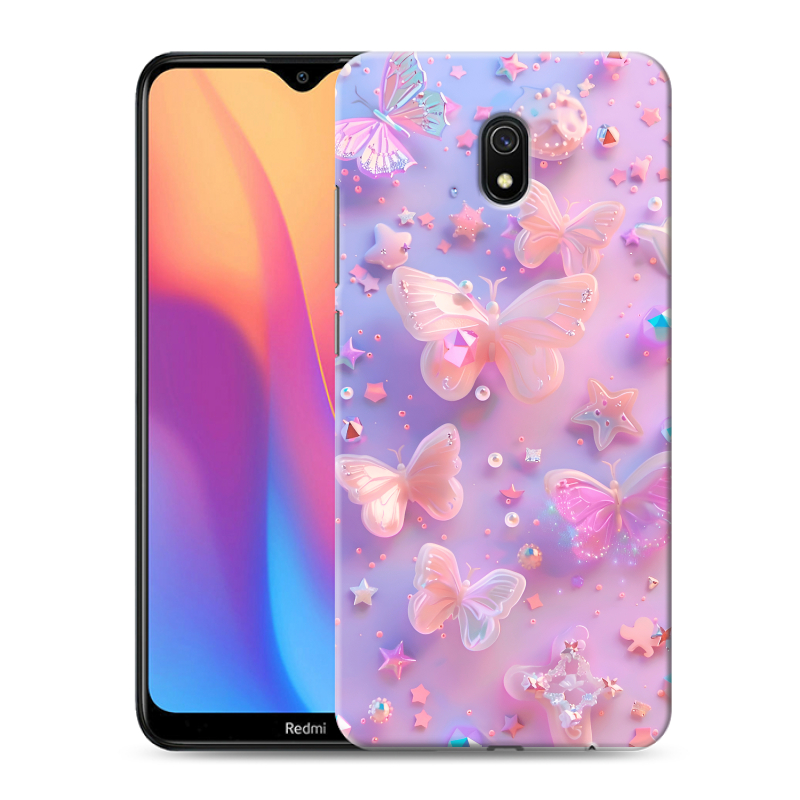 Пластиковый чехол на Xiaomi RedMi 8A с принтом Бабочки Пластиковый чехол на Xiaomi RedMi 8A с принтом Бабочки