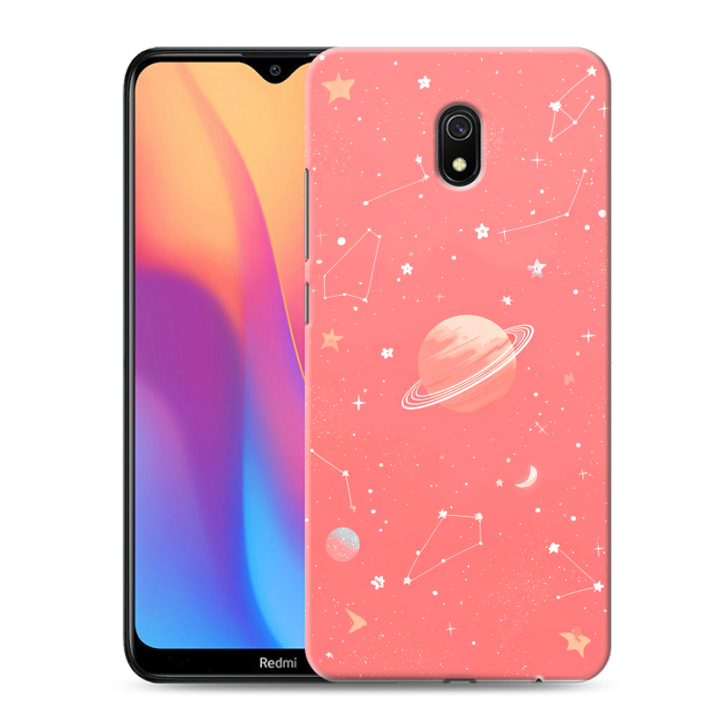 Силиконовый противоударный чехол на Xiaomi RedMi 8A с принтом Розовый космос Силиконовый противоударный чехол на Xiaomi RedMi 8A с принтом Розовый космос