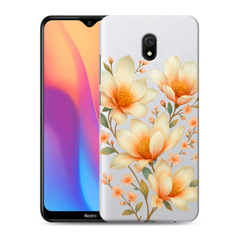 Силиконовый противоударный чехол на Xiaomi RedMi 8A с принтом Цветы Силиконовый противоударный чехол на Xiaomi RedMi 8A с принтом Цветы