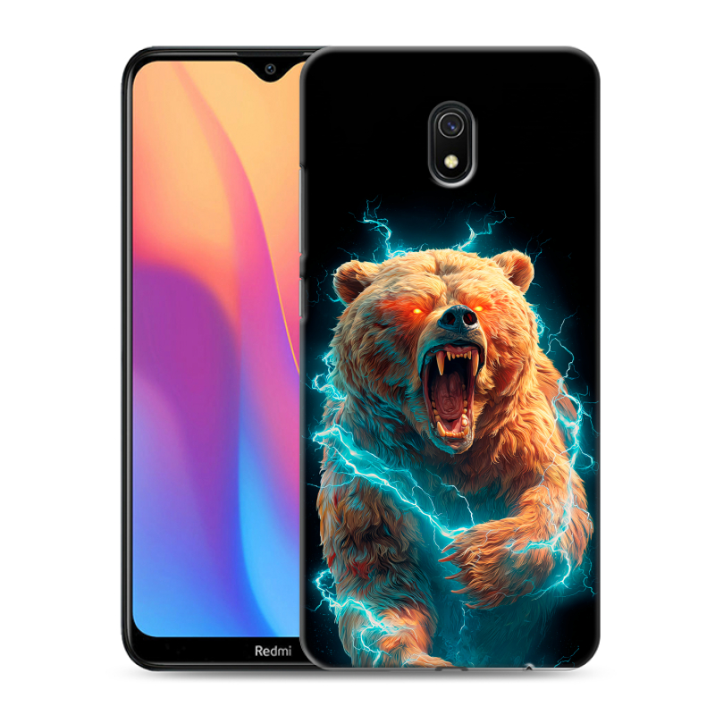 Силиконовый противоударный чехол на Xiaomi RedMi 8A с принтом Медведь Силиконовый противоударный чехол на Xiaomi RedMi 8A с принтом Медведь