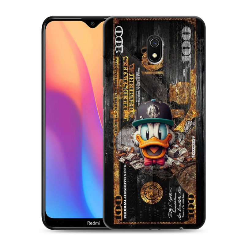 Силиконовый противоударный чехол на Xiaomi RedMi 8A с принтом Дональд Дак Доллар Силиконовый противоударный чехол на Xiaomi RedMi 8A с принтом Дональд Дак Доллар