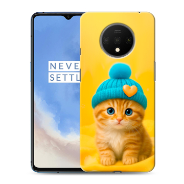 Силиконовый чехол на OnePlus 7T с принтом Котенок в шапке