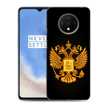 Силиконовый чехол на OnePlus 7T с принтом Герб России желтый Силиконовый чехол на OnePlus 7T с принтом Герб России желтый