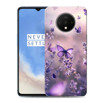 Силиконовый чехол на OnePlus 7T с принтом бабочки и лаванда Силиконовый чехол на OnePlus 7T с принтом бабочки и лаванда