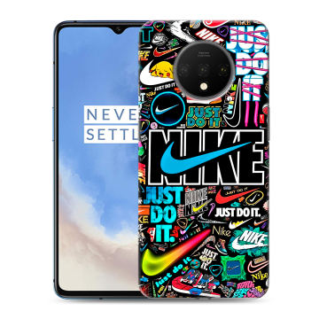 Силиконовый чехол на OnePlus 7T с принтом найк nike черный Силиконовый чехол на OnePlus 7T с принтом найк nike черный