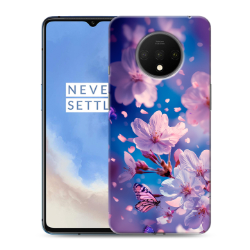 Силиконовый чехол на OnePlus 7T с принтом цветы бабочки