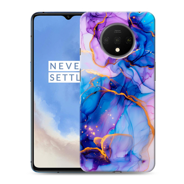 Силиконовый чехол на OnePlus 7T с принтом синий мрамор Силиконовый чехол на OnePlus 7T с принтом синий мрамор