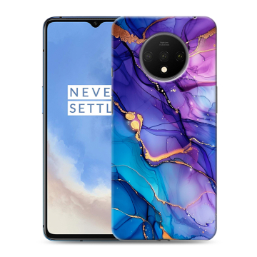 Силиконовый чехол на OnePlus 7T с принтом синий мрамор