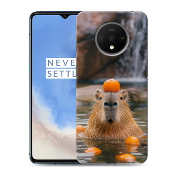 Силиконовый чехол на OnePlus 7T с принтом Капибара с апельсином