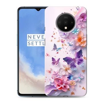 Силиконовый чехол на OnePlus 7T с принтом цветы бабочки