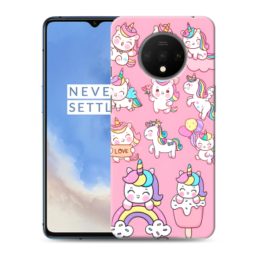 Силиконовый чехол на OnePlus 7T с принтом Единороги и радуга