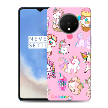 Силиконовый чехол на OnePlus 7T с принтом розовые единороги Силиконовый чехол на OnePlus 7T с принтом розовые единороги