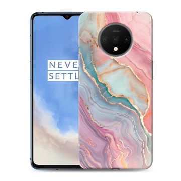 Силиконовый чехол на OnePlus 7T с принтом розовый мрамор Силиконовый чехол на OnePlus 7T с принтом розовый мрамор