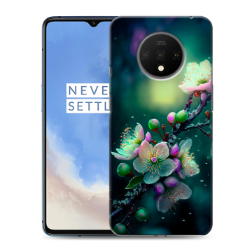 Силиконовый чехол на OnePlus 7T с принтом Цветы и мрамор