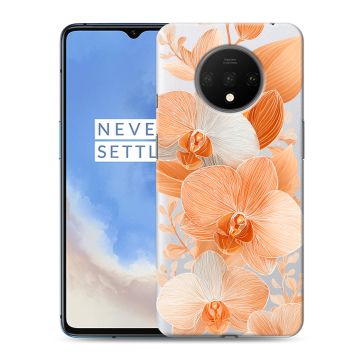Силиконовый чехол на OnePlus 7T с принтом Бежевые цветы