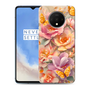 Силиконовый чехол на OnePlus 7T с принтом Цветы и бабочки