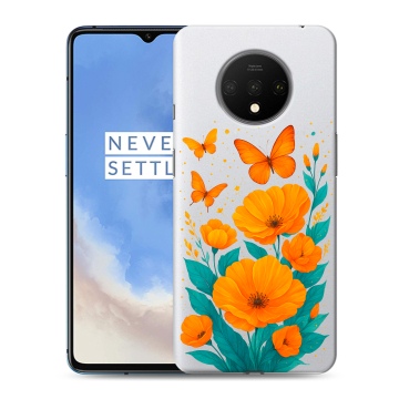 Силиконовый чехол на OnePlus 7T с принтом цветы бабочки