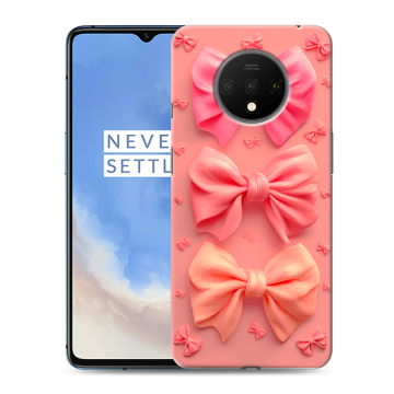 Силиконовый чехол на OnePlus 7T с принтом Розовые бантики