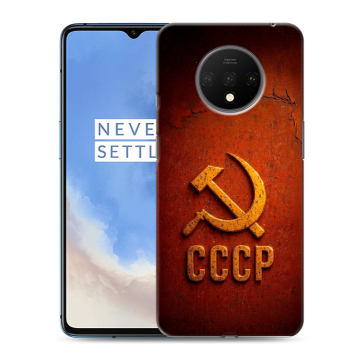 Силиконовый чехол на OnePlus 7T с принтом Флаг Герб СССР Силиконовый чехол на OnePlus 7T с принтом Флаг Герб СССР