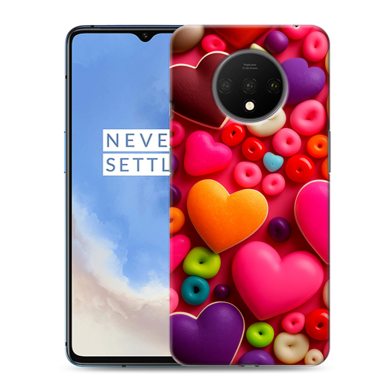 Силиконовый чехол на OnePlus 7T с принтом Сердечки Силиконовый чехол на OnePlus 7T с принтом Сердечки