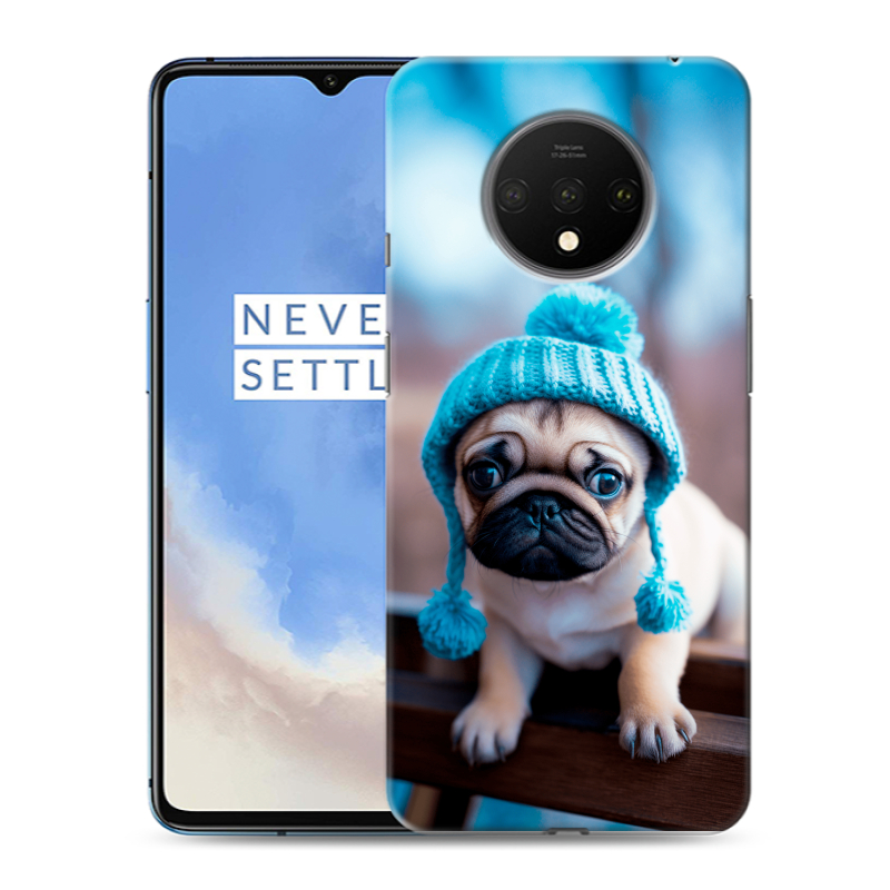 Силиконовый чехол на OnePlus 7T с принтом Мопс в шапке Силиконовый чехол на OnePlus 7T с принтом Мопс в шапке