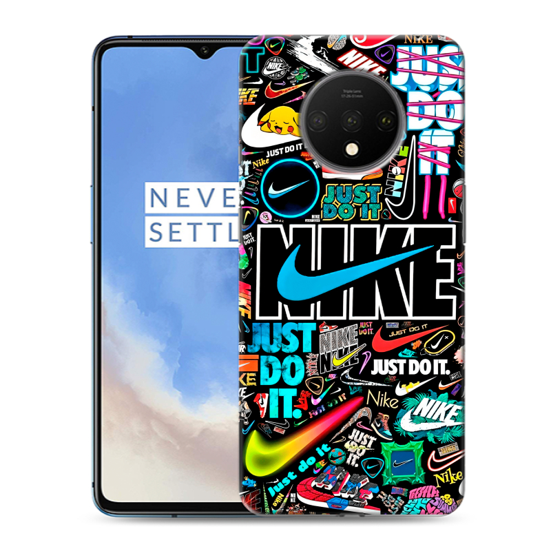 Силиконовый чехол на OnePlus 7T с принтом найк nike черный Силиконовый чехол на OnePlus 7T с принтом найк nike черный