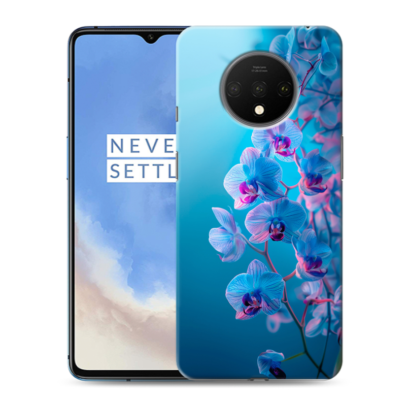 Пластиковый чехол на OnePlus 7T с принтом голубые орхидеи Пластиковый чехол на OnePlus 7T с принтом голубые орхидеи
