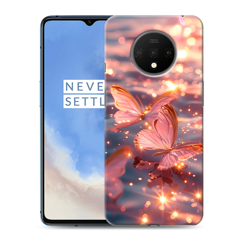 Силиконовый чехол на OnePlus 7T с принтом бабочки розовые Силиконовый чехол на OnePlus 7T с принтом бабочки розовые