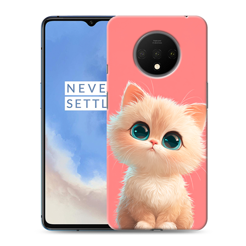 Пластиковый чехол на OnePlus 7T с принтом Розовый котенок Пластиковый чехол на OnePlus 7T с принтом Розовый котенок