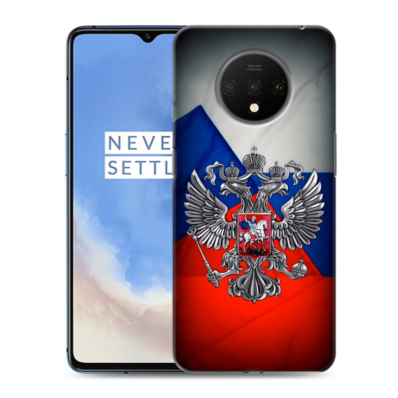 Пластиковый чехол на OnePlus 7T с принтом Флаг России Пластиковый чехол на OnePlus 7T с принтом Флаг России