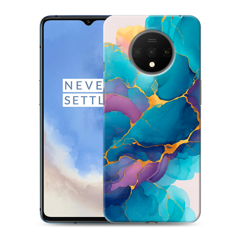 Пластиковый чехол на OnePlus 7T с принтом Мрамор блестки Пластиковый чехол на OnePlus 7T с принтом Мрамор блестки