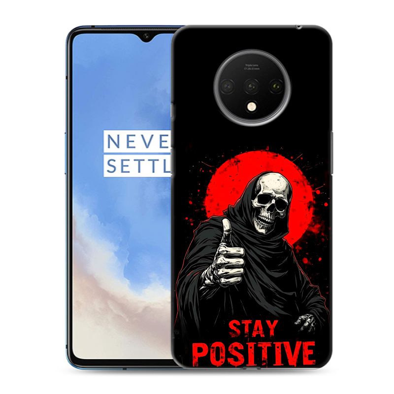 Пластиковый чехол на OnePlus 7T с принтом смешной скелет Пластиковый чехол на OnePlus 7T с принтом смешной скелет