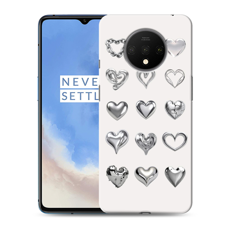 Силиконовый чехол на OnePlus 7T с принтом Y2K сердечки Силиконовый чехол на OnePlus 7T с принтом Y2K сердечки