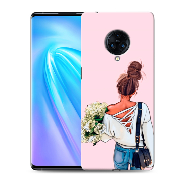 Пластиковый чехол на Vivo NEX 3 с принтом Девушка и букет Пластиковый чехол на Vivo NEX 3 с принтом Девушка и букет