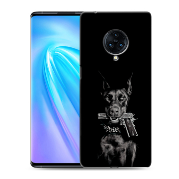 Пластиковый чехол на Vivo NEX 3 с принтом Доберман и пистолет Пластиковый чехол на Vivo NEX 3 с принтом Доберман и пистолет
