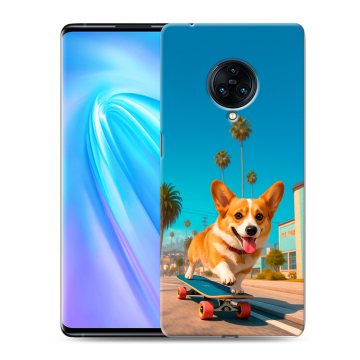 Пластиковый чехол на Vivo NEX 3 с принтом Корги на скейте Пластиковый чехол на Vivo NEX 3 с принтом Корги на скейте