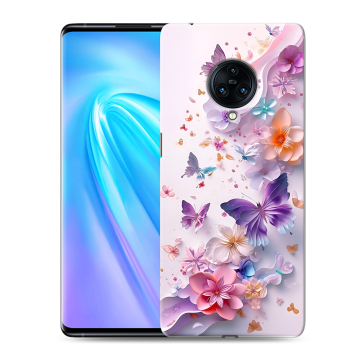 Пластиковый чехол на Vivo NEX 3 с принтом цветы бабочки Пластиковый чехол на Vivo NEX 3 с принтом цветы бабочки