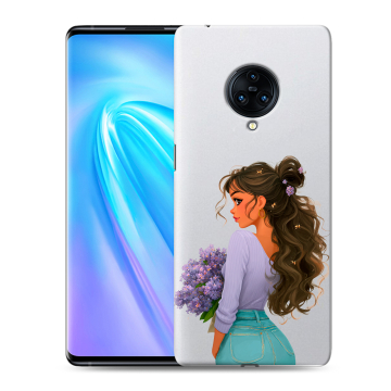 Пластиковый чехол на Vivo NEX 3 с принтом девушка цветы