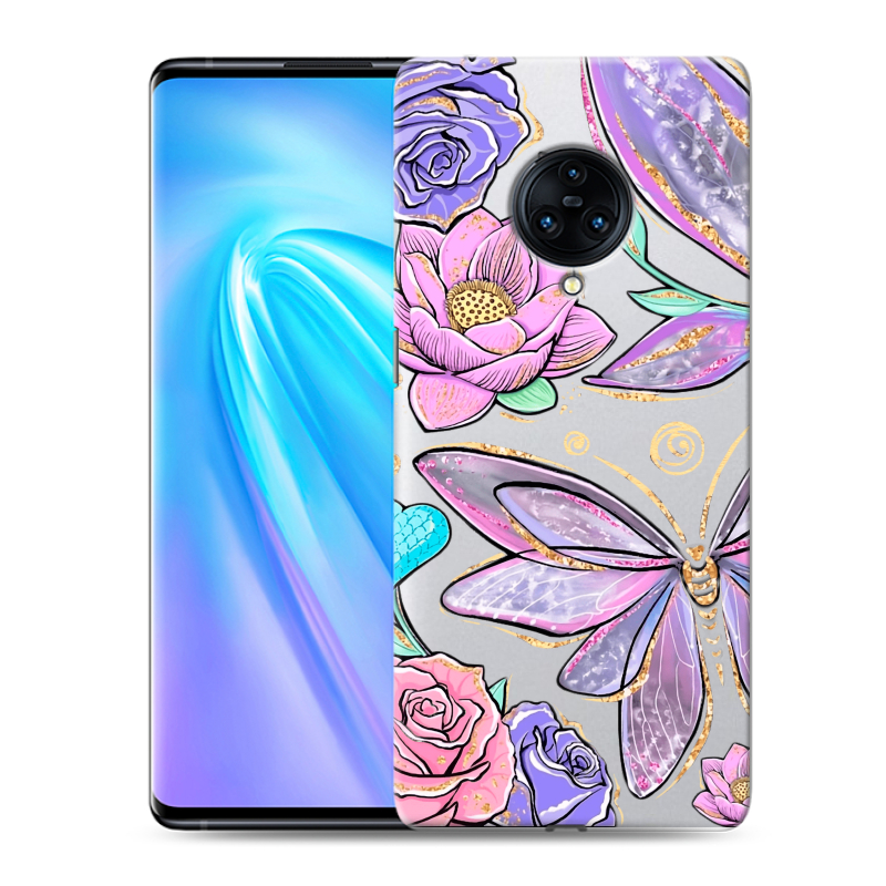 Пластиковый чехол на Vivo NEX 3 с принтом Бабочки и цветы Пластиковый чехол на Vivo NEX 3 с принтом Бабочки и цветы