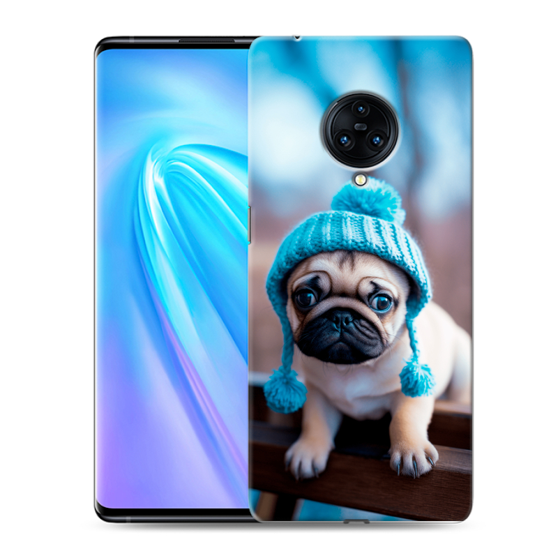 Пластиковый чехол на Vivo NEX 3 с принтом Мопс в шапке Пластиковый чехол на Vivo NEX 3 с принтом Мопс в шапке