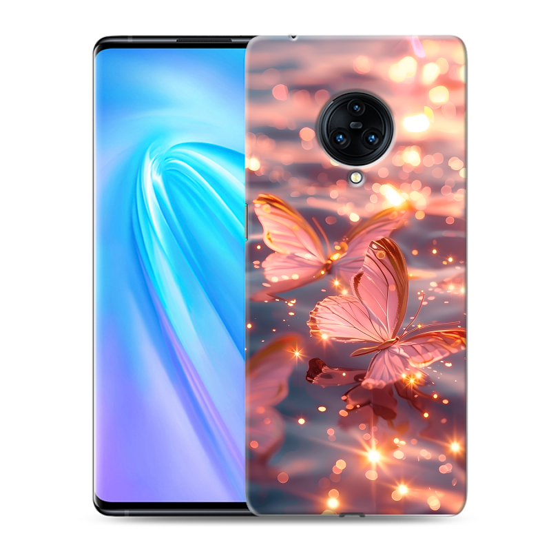 Пластиковый чехол на Vivo NEX 3 с принтом бабочки розовые Пластиковый чехол на Vivo NEX 3 с принтом бабочки розовые