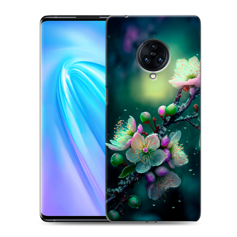Пластиковый чехол на Vivo NEX 3 с принтом Цветы и мрамор Пластиковый чехол на Vivo NEX 3 с принтом Цветы и мрамор