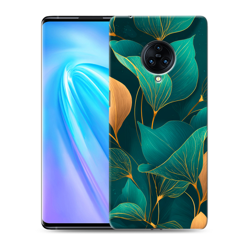 Пластиковый чехол на Vivo NEX 3 с принтом Листья и золото Пластиковый чехол на Vivo NEX 3 с принтом Листья и золото
