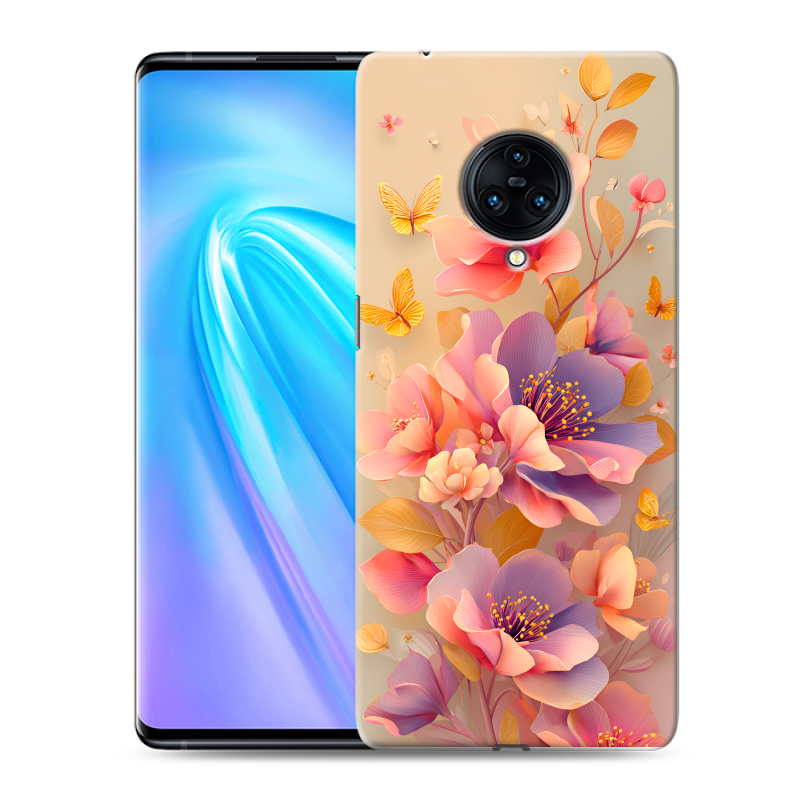 Пластиковый чехол на Vivo NEX 3 с принтом Цветы и бабочки Пластиковый чехол на Vivo NEX 3 с принтом Цветы и бабочки