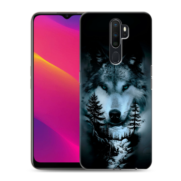 Силиконовый противоударный чехол на OPPO A5 (2020) с принтом Лесной волк Силиконовый противоударный чехол на OPPO A5 (2020) с принтом Лесной волк