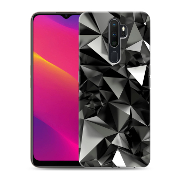 Силиконовый противоударный чехол на OPPO A5 (2020) с принтом Черные кристаллы Силиконовый противоударный чехол на OPPO A5 (2020) с принтом Черные кристаллы